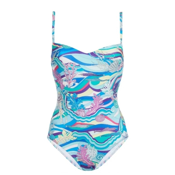 - Maison LEJABY Aquatic Print One Piece Bathing Suit in Sz L /38-B - Picture 6 of 8
